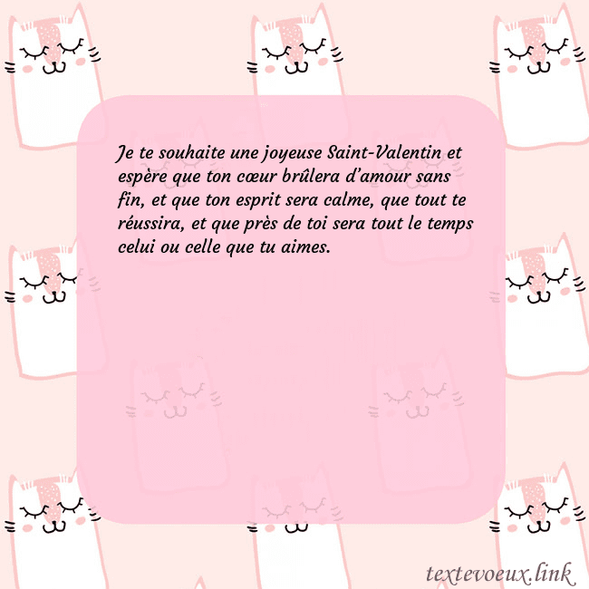 Carte de voeux rose avec des chats drôles Je te souhaite une joyeuse Saint-Valentin et espèr Carte de voeux rose avec des chats drôles