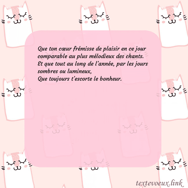 Carte de voeux rose avec des chats drôles