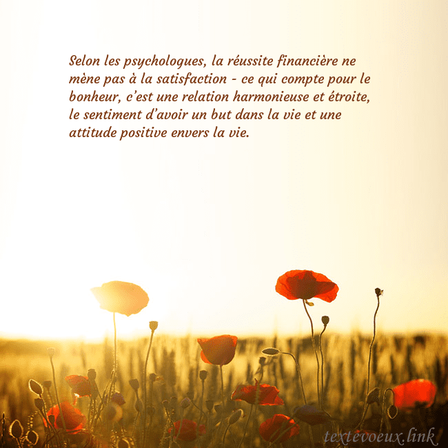 Carte postale électronique avec soleil et champ de coquelicots Selon les psychologues, la réussite financière ne Carte postale électronique avec soleil et champ de coquelicots