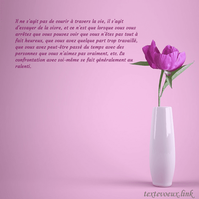 Carte postale électronique avec une pivoine dans un vase Il ne s’agit pas de courir à travers la vie, il s’ Carte postale électronique avec une pivoine dans un vase