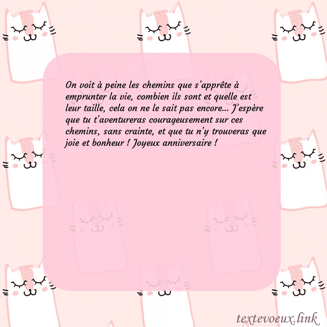 Carte de voeux rose avec des chats drôles