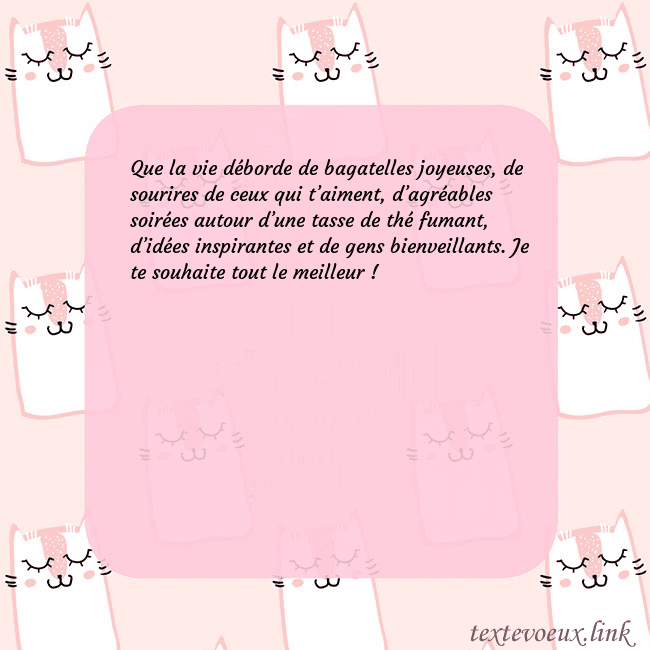 Carte de voeux rose avec des chats drôles