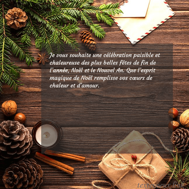 Carte de Noël avec pommes de pin et branche de sapin Je vous souhaite une célébration paisible et chale Carte de Noël avec pommes de pin et branche de sapin