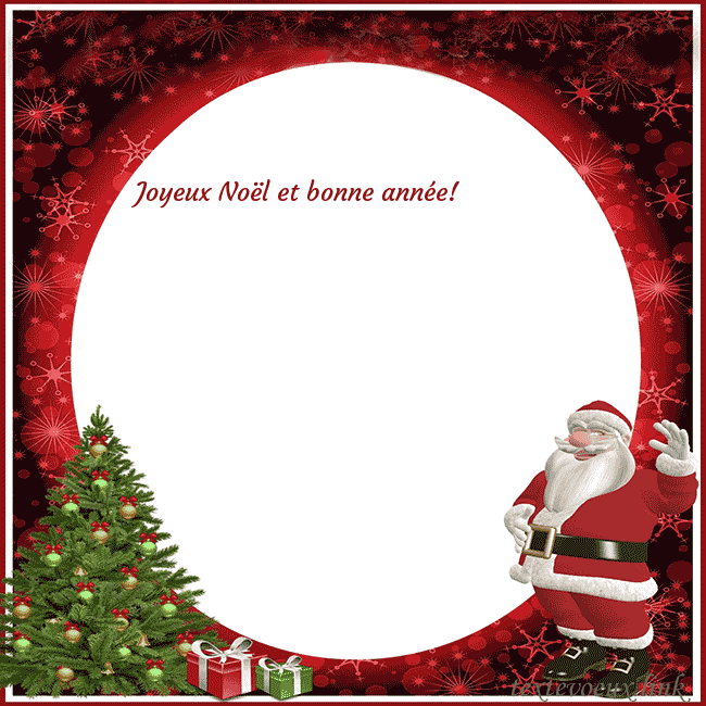 Carte postale avec le Père Noël et ses cadeaux