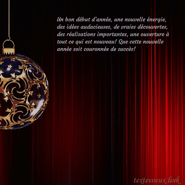 Carte de Noël rouge avec un luxueux jouet d'arbre de Noël Un bon début d’année, une nouvelle énergie, des id Carte de Noël rouge avec un luxueux jouet d'arbre de Noël