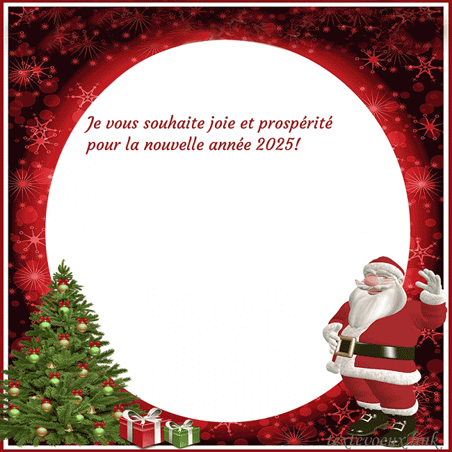 Carte postale avec le Père Noël et ses cadeaux