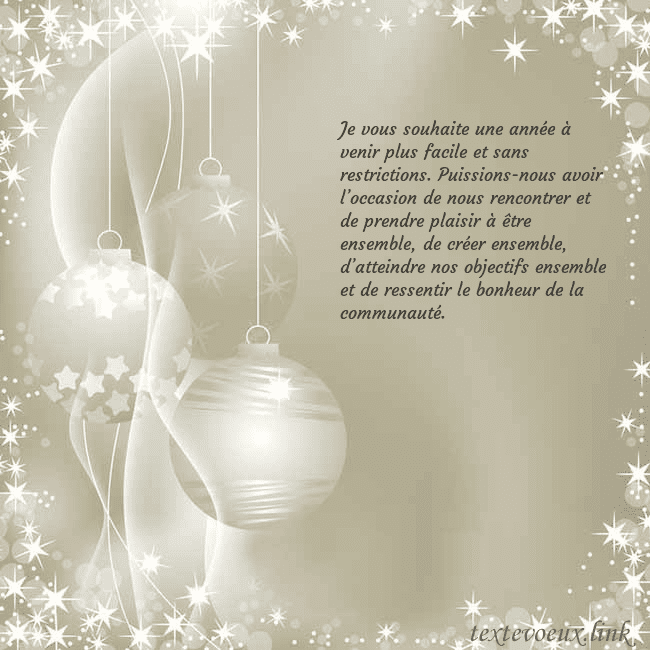 Carte de vœux avec décorations d'arbre de Noël Je vous souhaite une année à venir plus facile et Carte de vœux avec décorations d'arbre de Noël