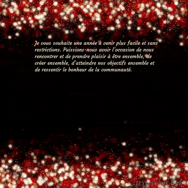 Carte postale animée clignotante noir et rouge Je vous souhaite une année à venir plus facile et Carte postale animée clignotante noir et rouge