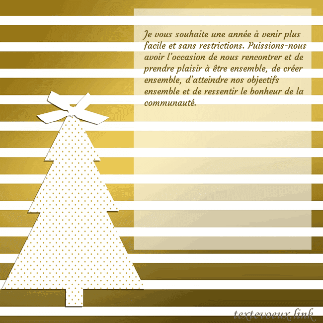 Carte postale étincelante d'or avec sapin de Noël Je vous souhaite une année à venir plus facile et Carte postale étincelante d'or avec sapin de Noël