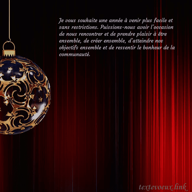 Carte de Noël rouge avec un luxueux jouet d'arbre de Noël Je vous souhaite une année à venir plus facile et Carte de Noël rouge avec un luxueux jouet d'arbre de Noël