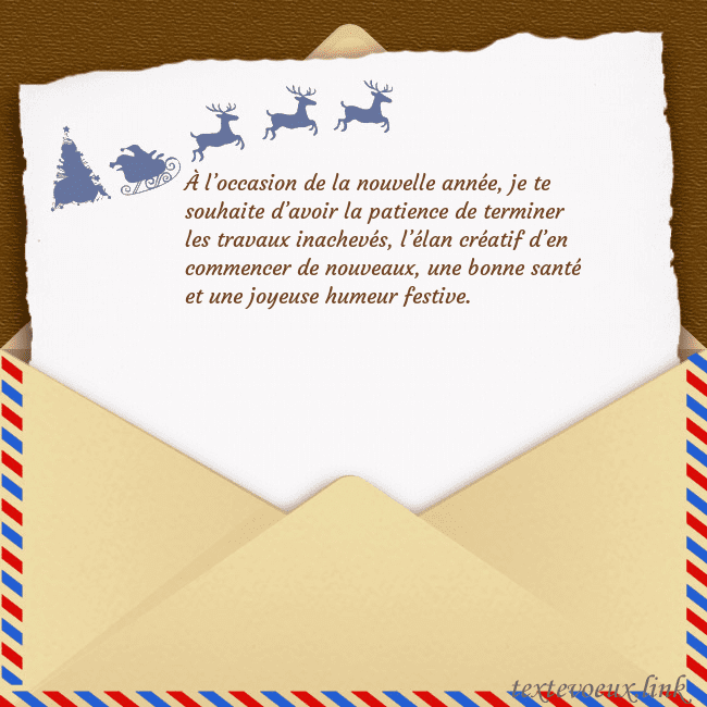 Carte postale avec enveloppe et cerf À l’occasion de la nouvelle année, je te souhaite Carte postale avec enveloppe et cerf