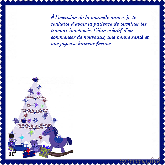 Carte du Nouvel An avec un arbre de Noël et un Casse-Noisette À l’occasion de la nouvelle année, je te souhaite Carte du Nouvel An avec un arbre de Noël et un Casse-Noisette