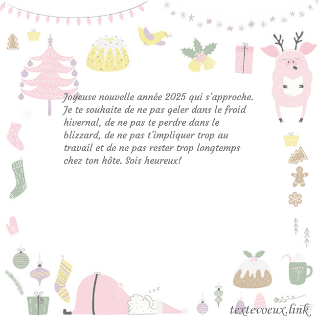 Carte postale du nouvel an avec un cochon Joyeuse nouvelle année 2026 qui s’approche. Je te Carte postale du nouvel an avec un cochon