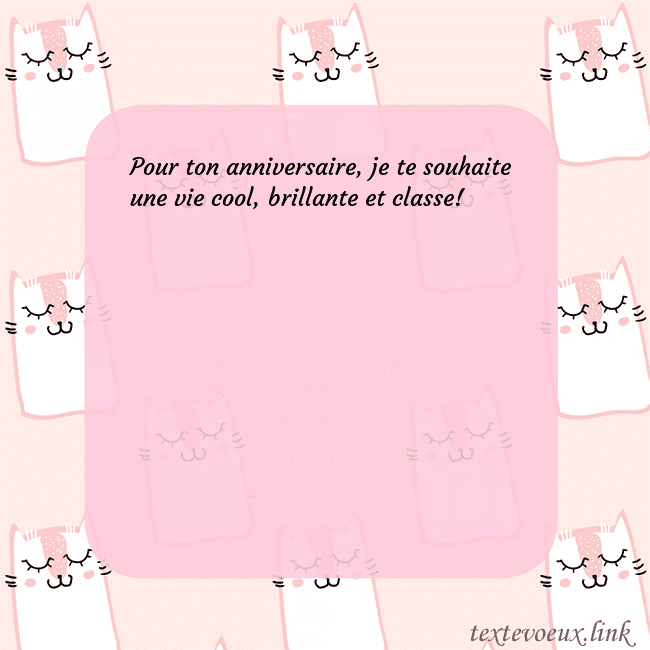 Carte de voeux rose avec des chats drôles