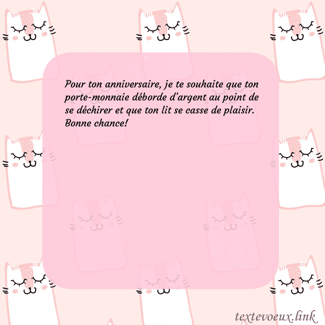 Carte de voeux rose avec des chats drôles