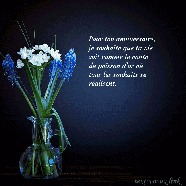 Carte de voeux avec des fleurs bleues dans un vase