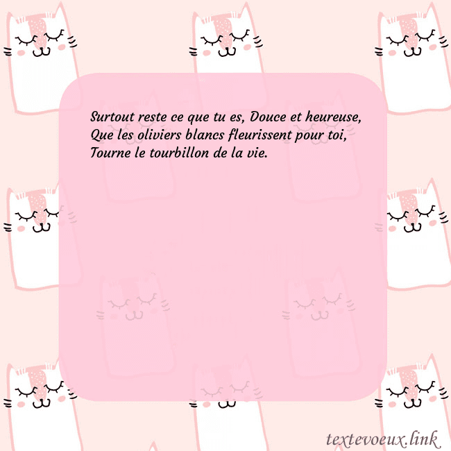 Carte de voeux rose avec des chats drôles