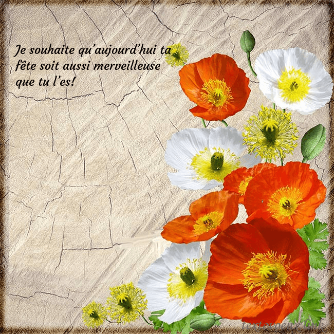 Carte d'anniversaire avec des coquelicots