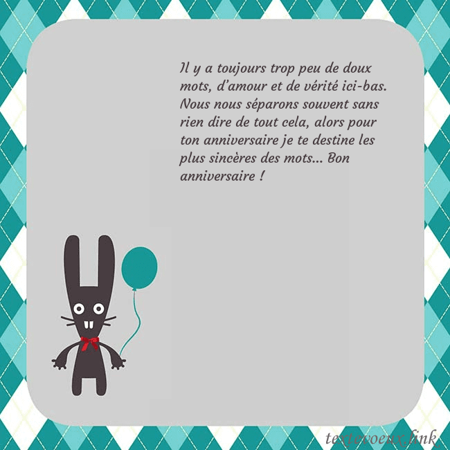 Carte d'anniversaire avec un lapin