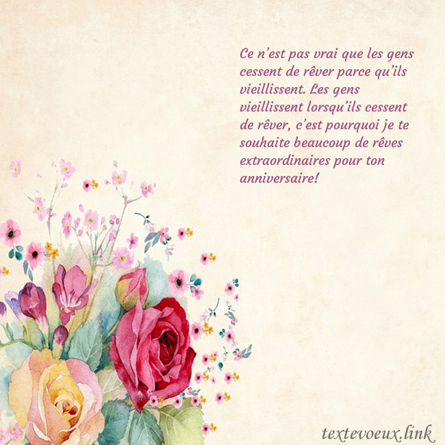 Carte d'anniversaire avec des roses peintes à l'aquarelle