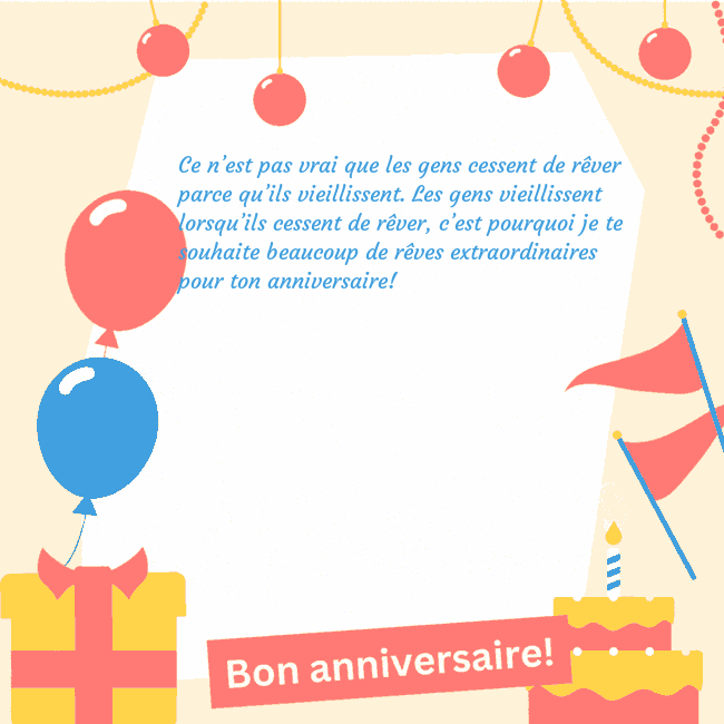 Carte d'anniversaire animée avec gâteau