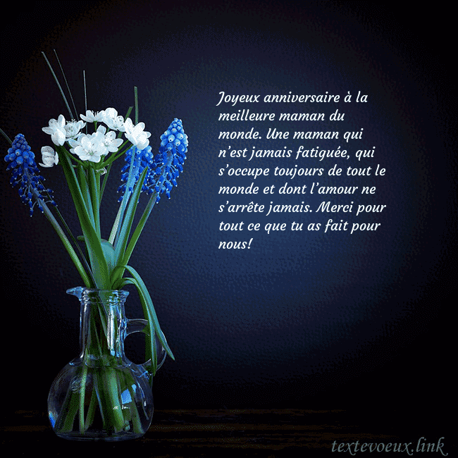 Carte de voeux avec des fleurs bleues dans un vase