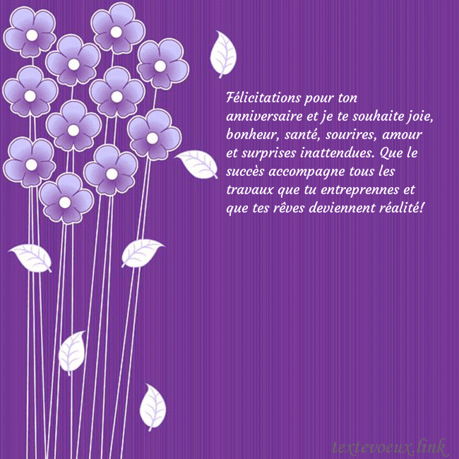 Carte de vœux avec des fleurs violettes