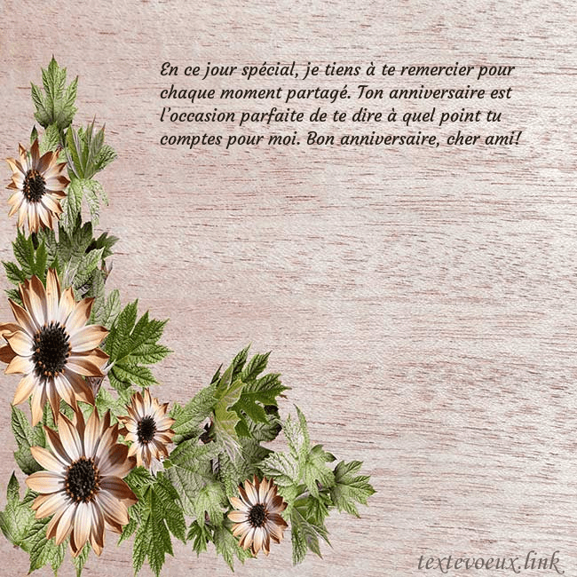 Une jolie carte d'anniversaire avec des fleurs