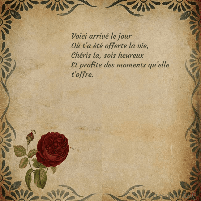 Carte d'anniversaire avec rose vintage