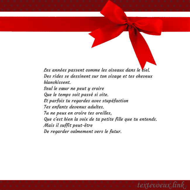 Carte de vœux avec ruban rouge Les années passent comme les oiseaux dans le ciel. Carte de vœux avec ruban rouge