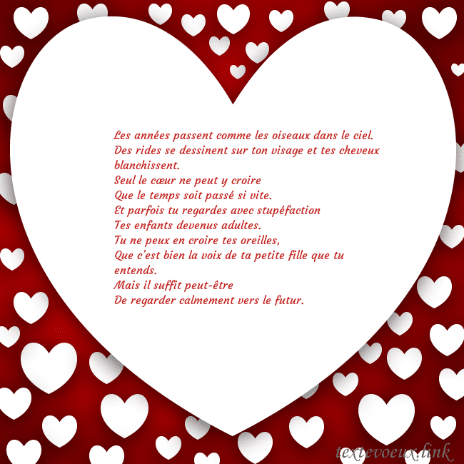 Carte de vœux au grand coeur Les années passent comme les oiseaux dans le ciel. Carte de vœux au grand coeur