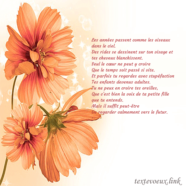Carte de vœux avec des fleurs d'oranger Les années passent comme les oiseaux dans le ciel. Carte de vœux avec des fleurs d'oranger