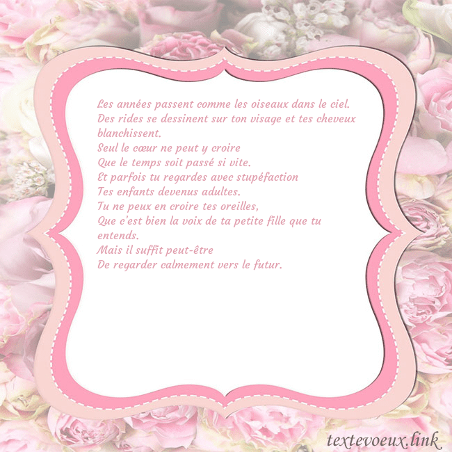 Carte de voeux - cadre rose Les années passent comme les oiseaux dans le ciel. Carte de voeux - cadre rose