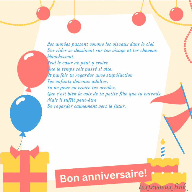 Carte d'anniversaire animée avec gâteau Les années passent comme les oiseaux dans le ciel. Carte d'anniversaire animée avec gâteau