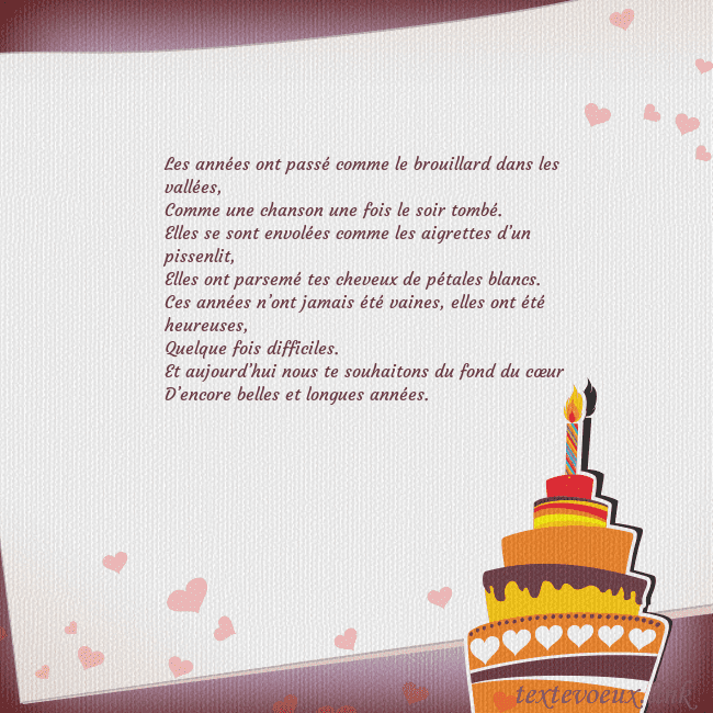 Carte d'anniversaire avec gâteau et bougie Les années ont passé comme le brouillard dans les Carte d'anniversaire avec gâteau et bougie