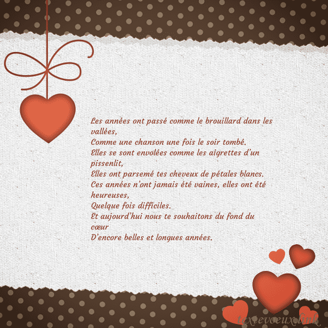 Carte de vœux avec coeurs rouges Les années ont passé comme le brouillard dans les Carte de vœux avec coeurs rouges