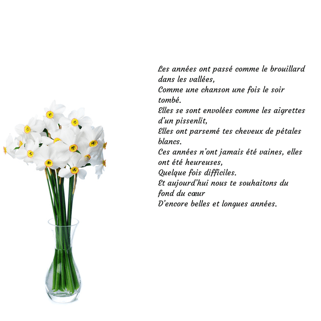 Carte de vœux avec des jonquilles