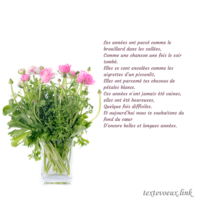 Cartes de vœux avec des fleurs dans un vase Les années ont passé comme le brouillard dans les Cartes de vœux avec des fleurs dans un vase