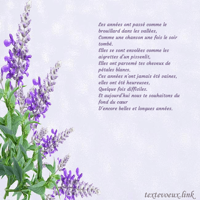 Carte d'anniversaire avec des lupins Les années ont passé comme le brouillard dans les Carte d'anniversaire avec des lupins