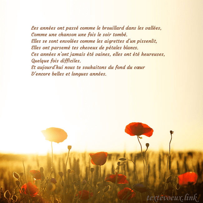 Carte postale électronique avec soleil et champ de coquelicots Les années ont passé comme le brouillard dans les Carte postale électronique avec soleil et champ de coquelicots