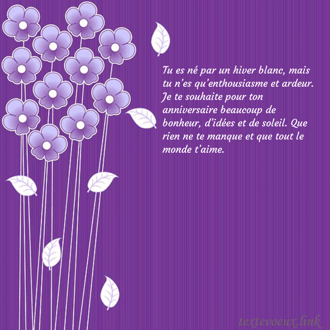 Carte de vœux avec des fleurs violettes