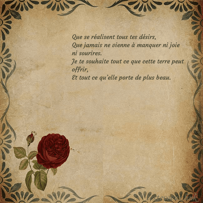 Carte d'anniversaire avec rose vintage