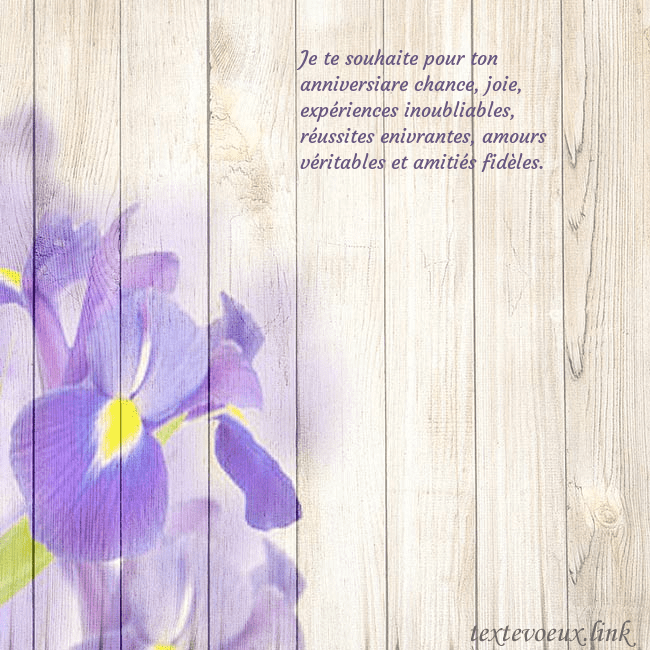 Carte d'anniversaire avec des iris