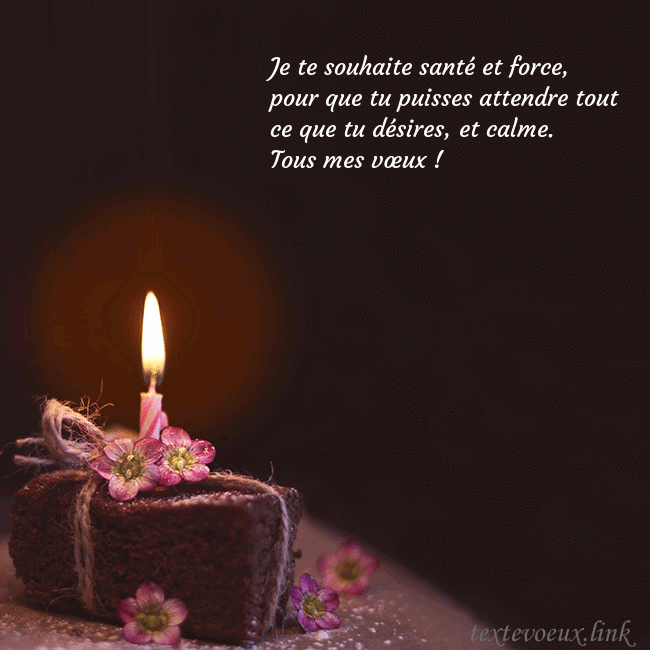 Carte animée - un gâteau avec une bougie allumée