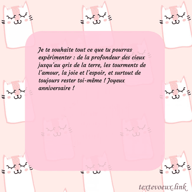 Carte de voeux rose avec des chats drôles