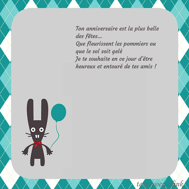 Carte d'anniversaire avec un lapin