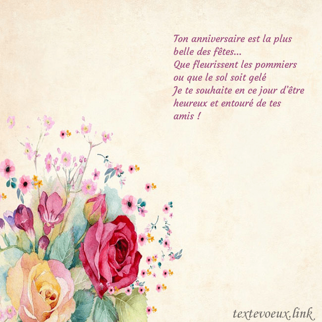 Carte d'anniversaire avec des roses peintes à l'aquarelle