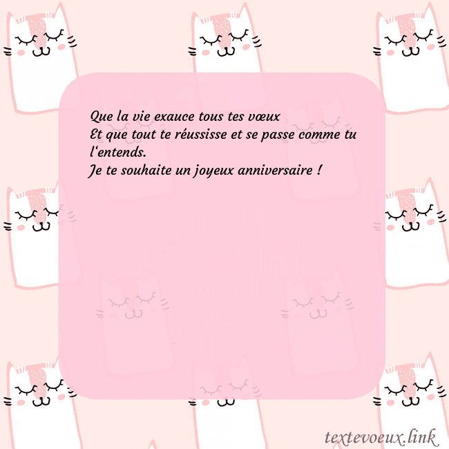 Carte de voeux rose avec des chats drôles