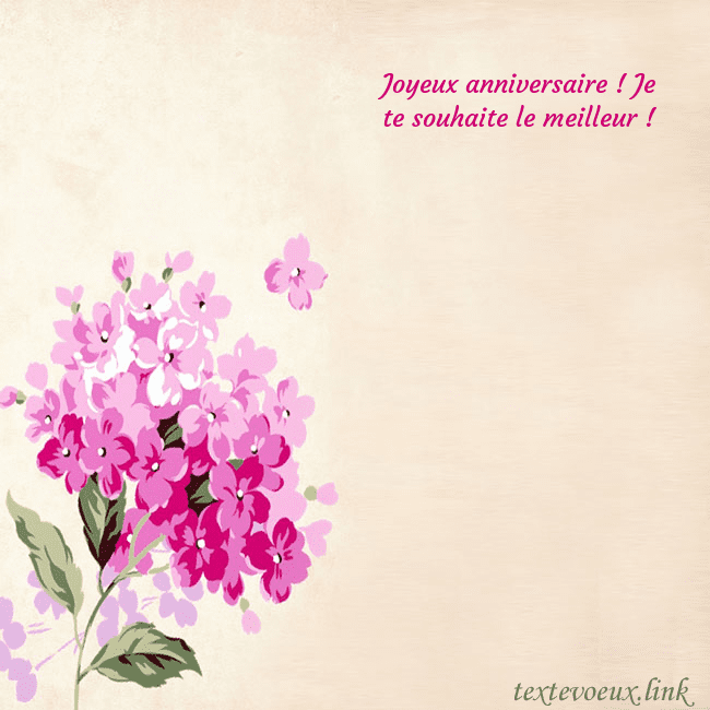 Carte d'anniversaire avec hortensia peint