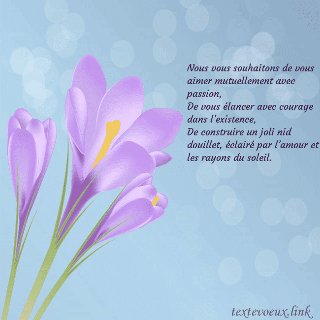 Cartes de vœux avec crocus Nous vous souhaitons de vous aimer mutuellement av Cartes de vœux avec crocus